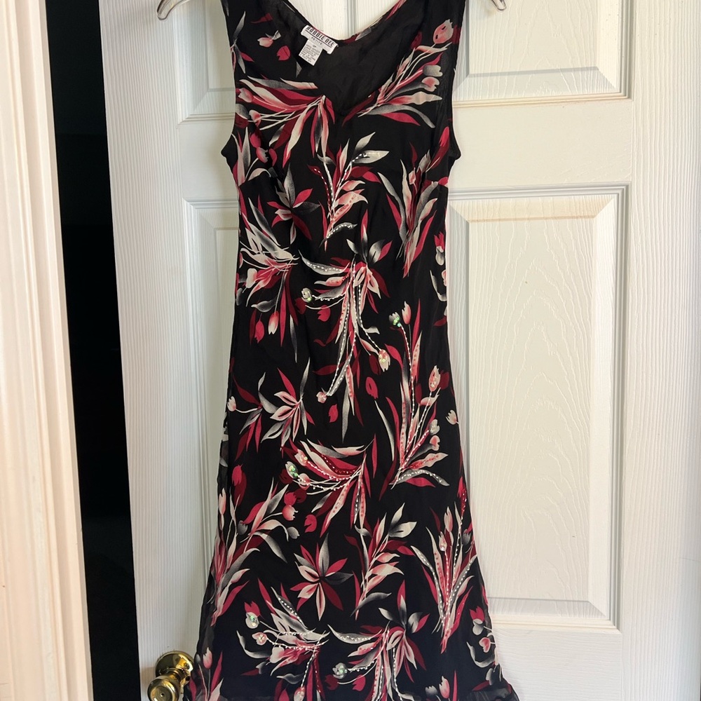 Robbie Bee Black & Pink Sleeveless Silk Sundress